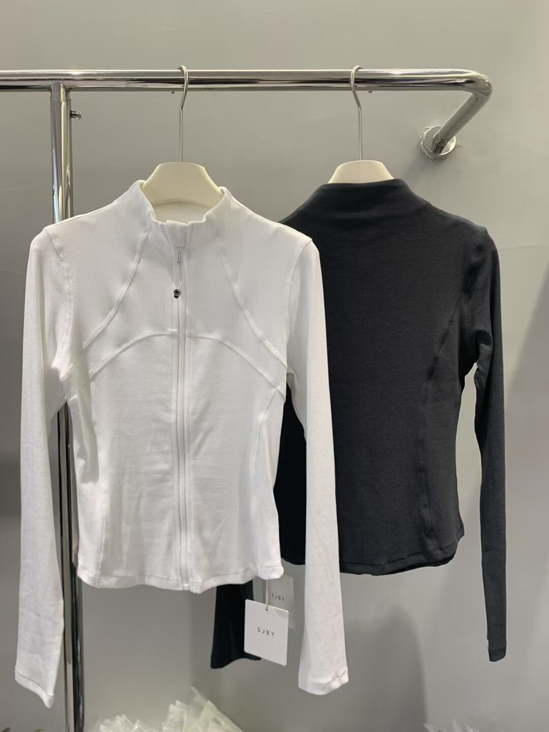 SJBY正品螺纹立领拉链开衫内搭修身显瘦卫衣外套修身运动上衣8368