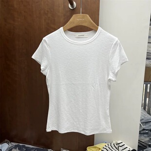 AIAIYANG正版百搭高弹天丝棉短袖t恤女基础款打底衫柔软T修身上衣