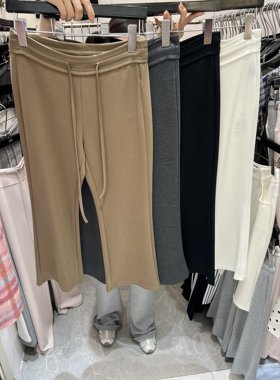 acs正品夏季新款抽绳修身直筒微喇裤女显瘦百搭休闲八分裤女