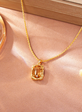 STINA爆款美拉德咖色水晶吊坠项