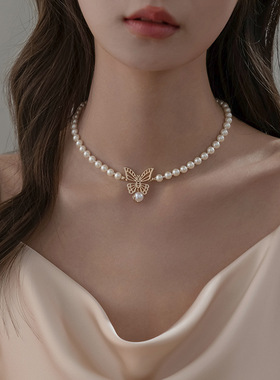 STINA蝴蝶6mm施家项链设计感气质