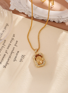 STINA新款法式复古水晶几何吊坠