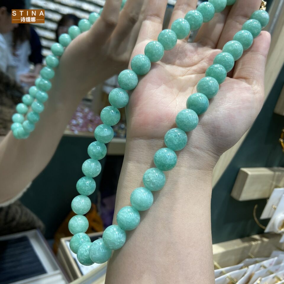STINA天河石汝窑色串珠项链12MM