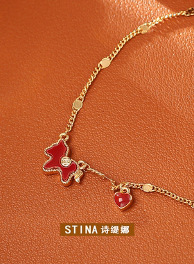 STINA新年款红色马上有吊坠项链