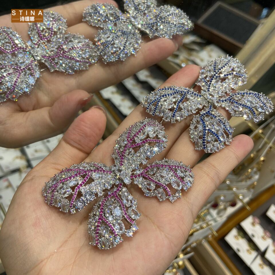 STINA新款高档奢华镶满钻蓝色大