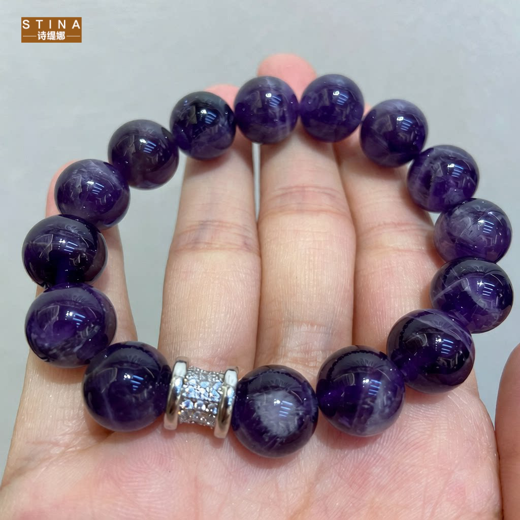 STINA12MM天然紫水晶串珠手链套
