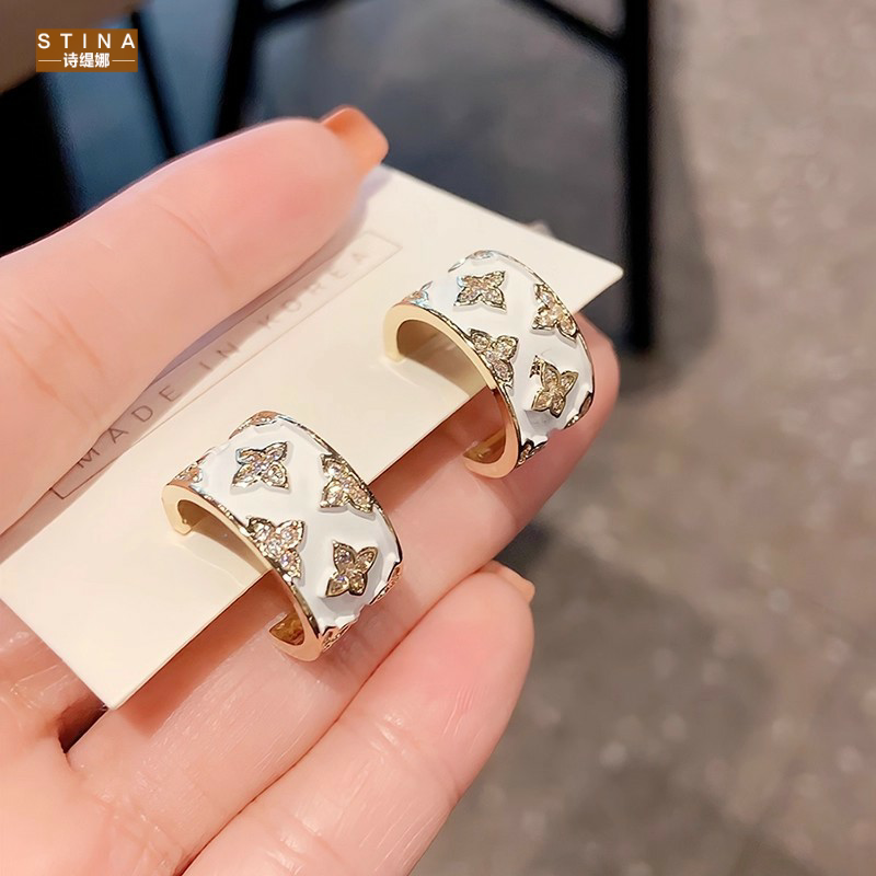 STINA新款纯银针小众感滴釉耳环