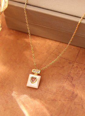 STINA新款香水瓶粉色爱心锆石贝