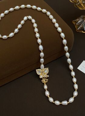 STINA新款7mm珍珠项链长款毛衣