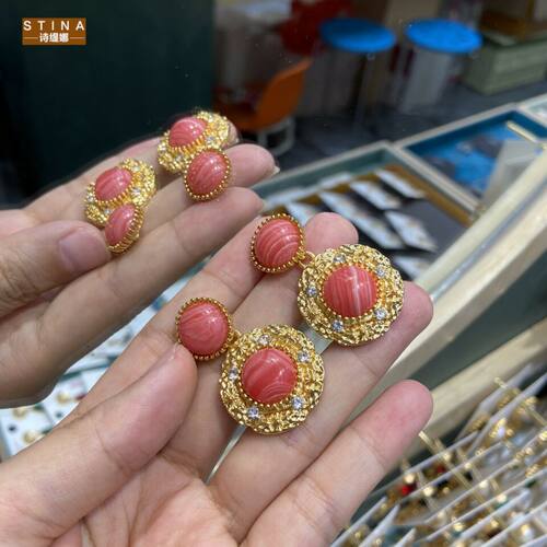 STINA新款复古vintage天然花石