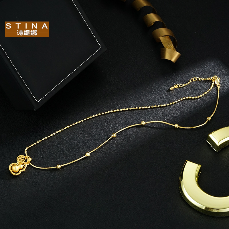 STINA-新款新潮高档精致葫芦福字吊坠简约气质感轻奢项链全新铜2