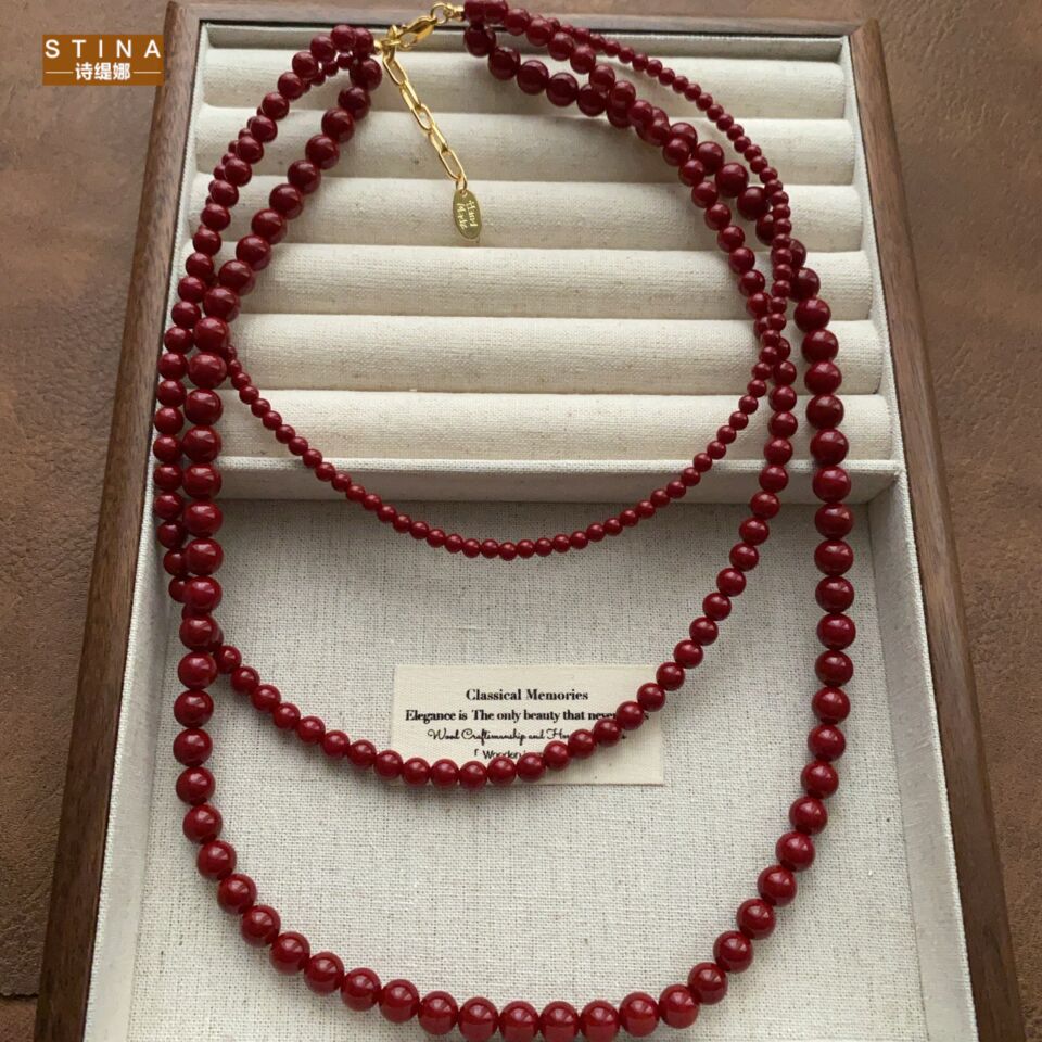 STINA新款一款叠戴珍珠项链轻奢