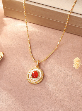 STINA新款复古白贝母项链女高级