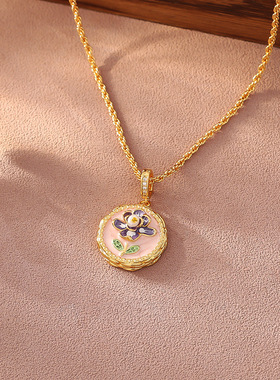 STINA轻奢高级感珐琅荷花淡水珍