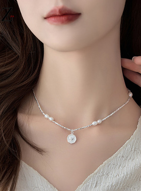 STINA新款碎银子珍珠爱心吊坠项