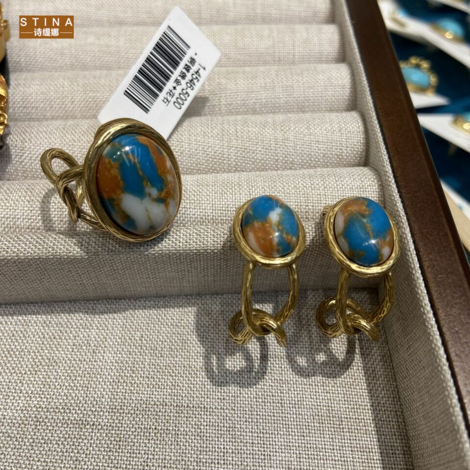 STINA中古天然雨花石航海地图戒