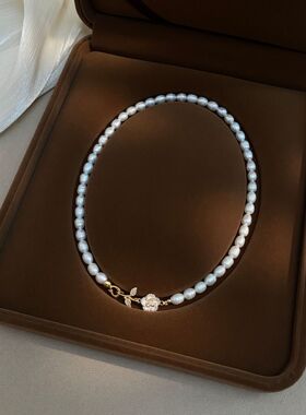 STINA100淡水珍珠山茶花项链女气