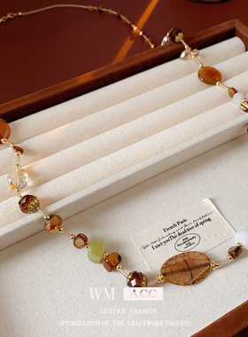 STINA不规则汉白玉玛瑙串珠项链