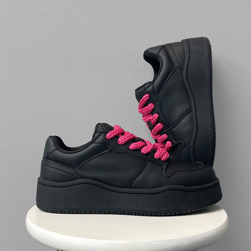 黑色鞋子厚底板鞋男女2025秋季新款百搭增高国潮多巴胺运动休闲鞋