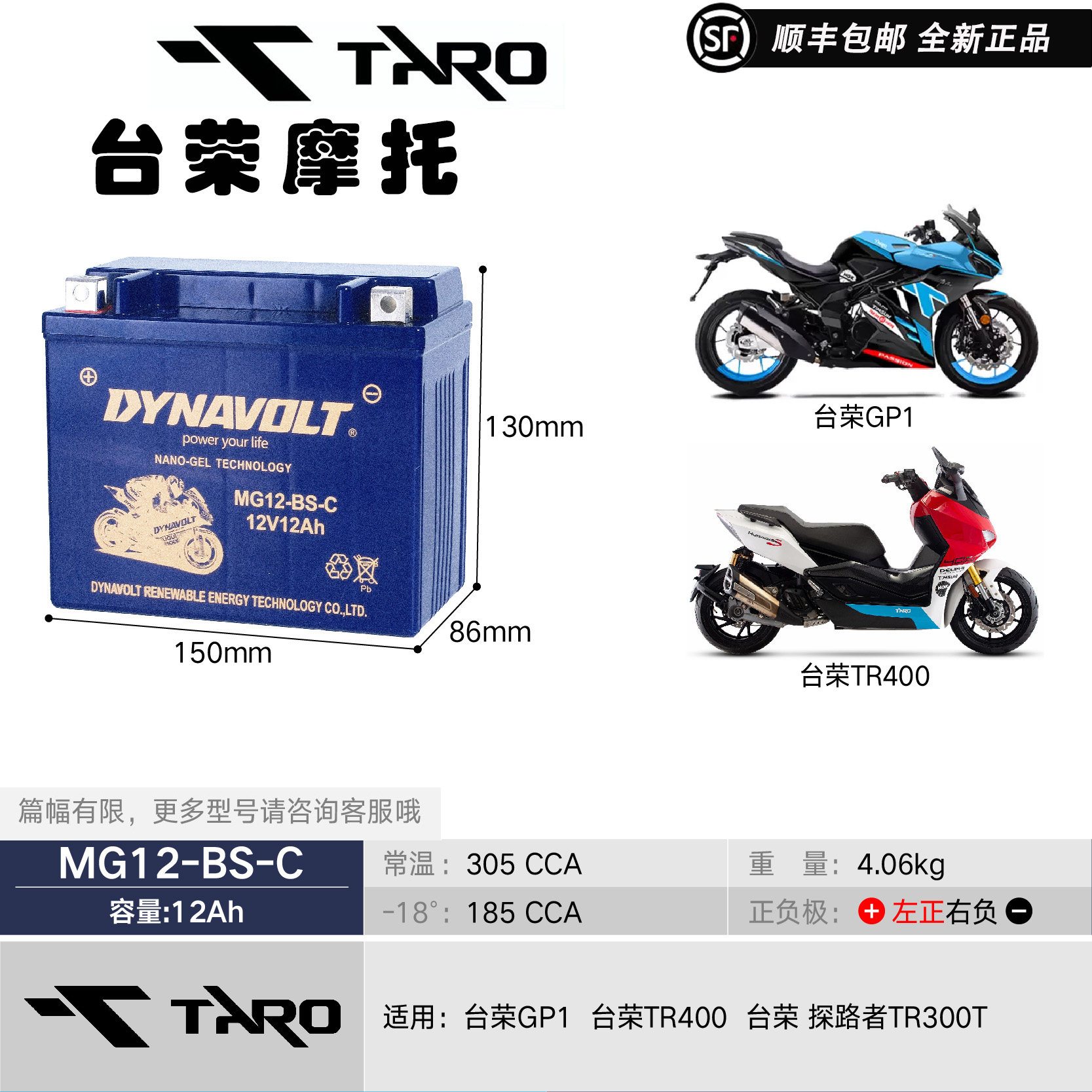 台荣GP2 GP1 GP125 TR250 RTR200 TR400探路者TR300T摩托车电瓶