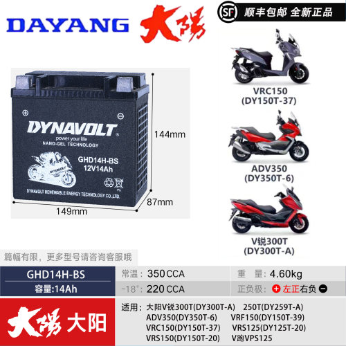 大阳ADV150DY100T摩托车电瓶猛狮