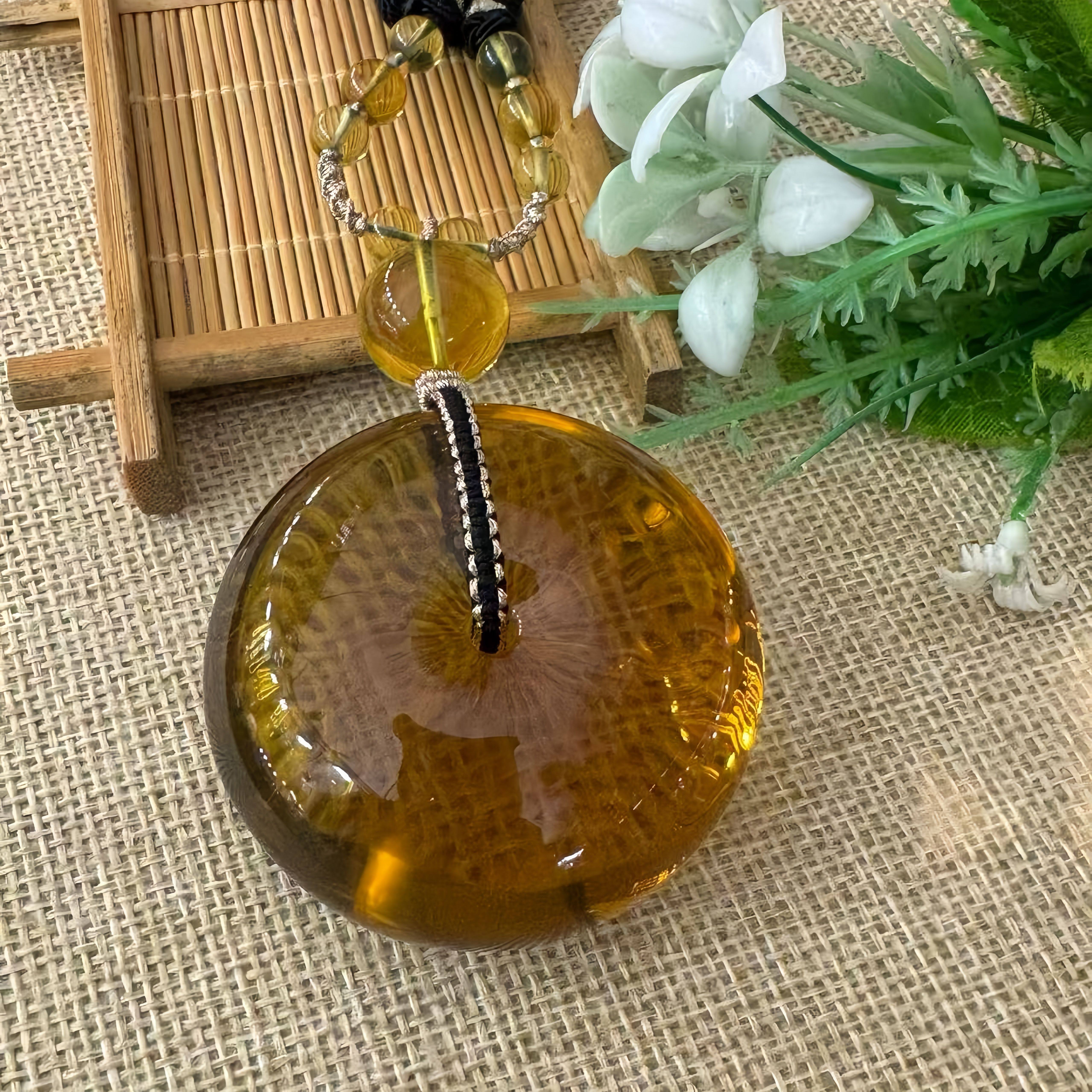 正品天然缅甸琥珀精品老矿净水玻璃底绿茶平安扣文玩收藏珠宝饰品