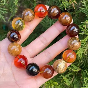 正品 手链文玩收藏孤品珠宝饰品 天然缅甸琥珀精品多宝16mm手串男款