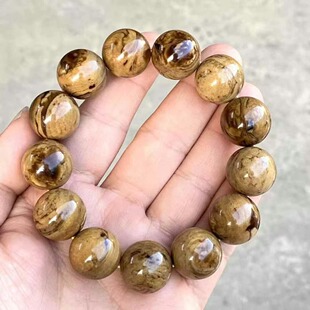 百搭珠宝饰品 文玩时尚 正品 天然缅甸琥珀精品油根蜜溶洞18手串男款