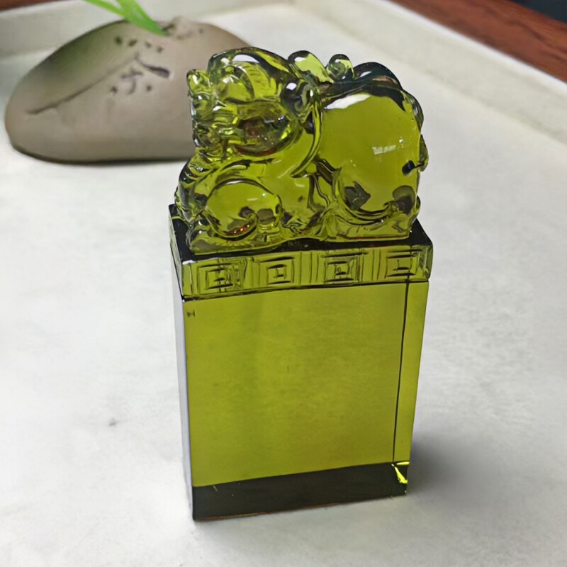 正品天然缅甸琥珀紫粉绿双色茶珀 貔貅 圆雕印章篆刻书法珠宝礼品