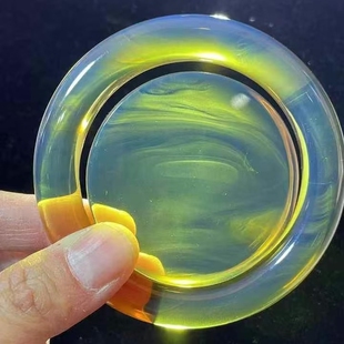 正品 收藏孤品珠宝饰品 天然缅甸琥珀顶货金棕兰圈口58圆条手镯女款