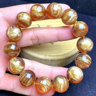 正品 文玩稀有收藏珠宝饰品 天然缅甸琥珀精品妖花蜜蜡16mm手串男款