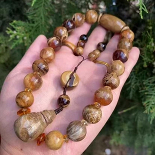 正品 文玩手链收藏珠宝饰品 天然缅甸琥珀精品根蜜溶洞18手串男款