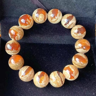 正品 手链稀有珠宝饰品 天然缅甸琥珀独特纹路一线天溶洞16手串男款