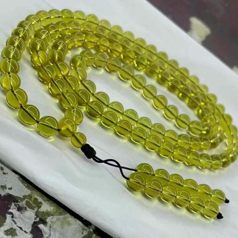 正品天然缅甸琥珀高品质柳青珀108链子7.5mm手链收藏时尚珠宝饰品