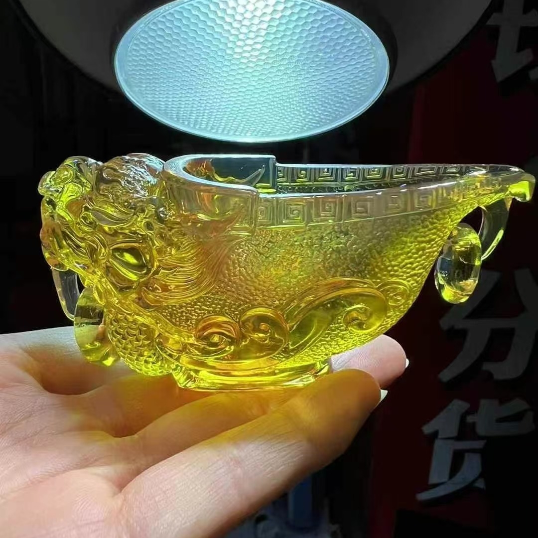 正品缅甸琥珀顶货亮金棕红蜜仿古龙头杯大师圆雕摆件名家工艺礼品