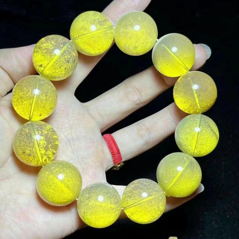 正品天然缅甸琥珀精美金沙蜜圆珠20手串男款手链时尚饰品收藏礼品