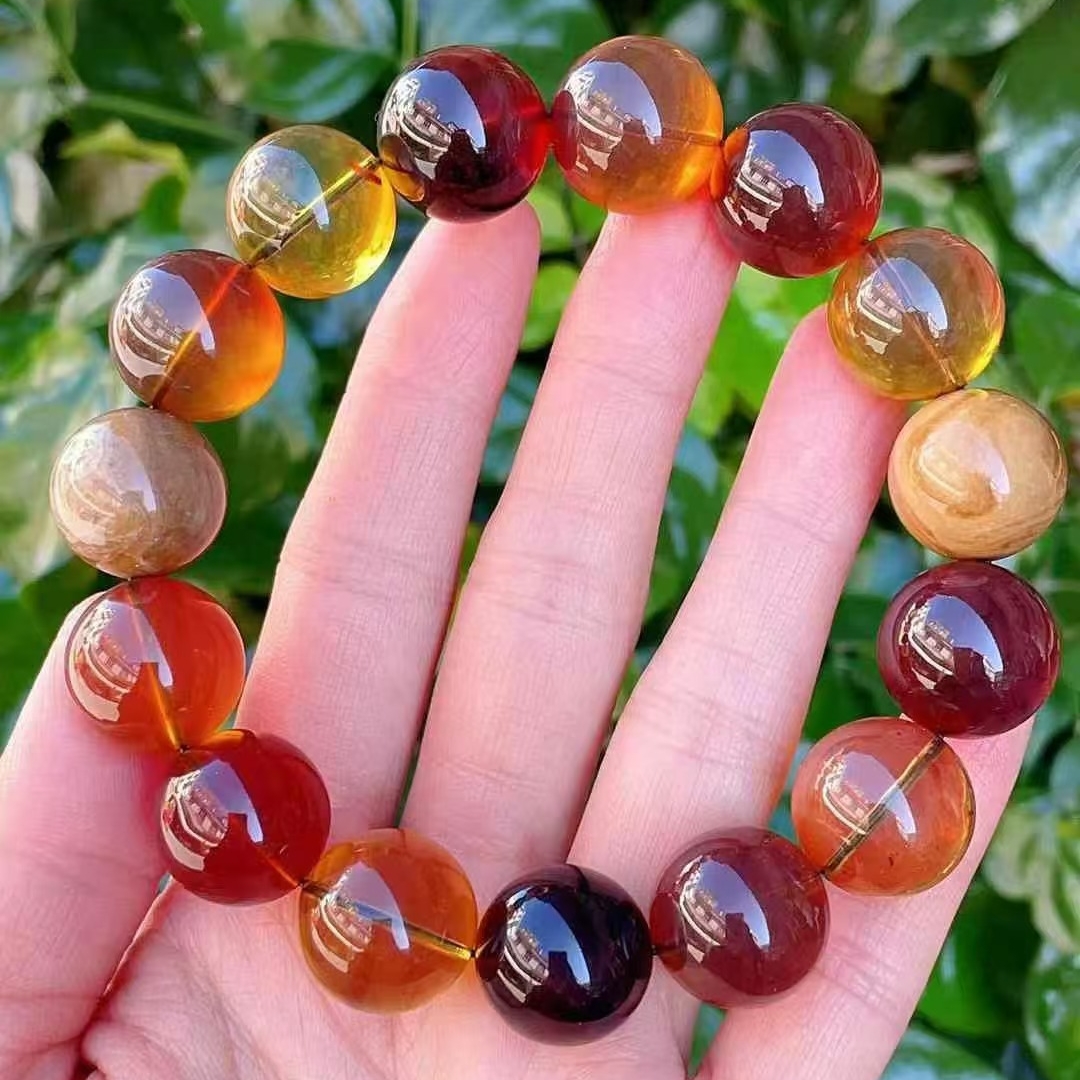 正品天然缅甸琥珀高品质多宝15手串男款手链时尚文玩收藏珠宝饰品