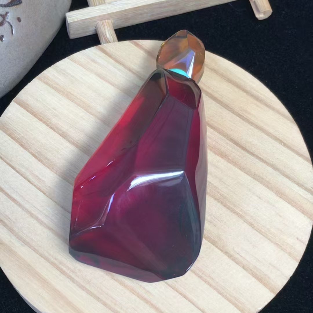 正品天然缅甸琥珀精美净水玫瑰茶变色龙钻切吊坠文玩百搭珠宝饰品