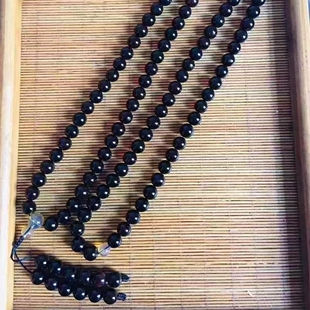 百搭珠宝饰品 收藏时尚 正品 天然缅甸琥珀玻璃底翳珀108颗念珠男款