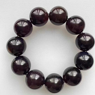 正品 霸气文玩珠宝饰品 天然缅甸琥珀高品质紫罗兰23mm圆珠手串男款