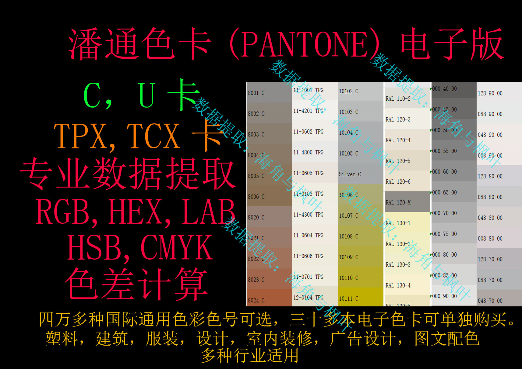 pantone formula guide solid coated四色铜版(c卡)电子色卡