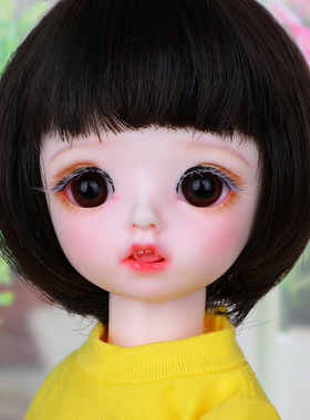 【假发】bjd娃娃 sd娃娃假发6分 黑色学生头 平刘海短发 蘑菇头