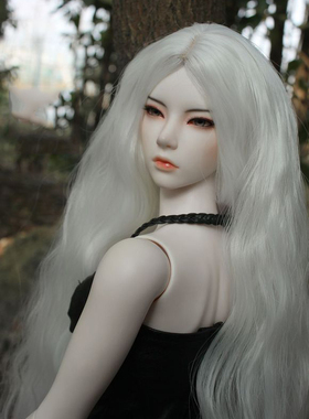 【假发】bjd sd娃 1/4分 白色中分长卷发 海浪卷 女假发(不单发）