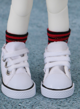 BJD娃娃正品6分4分SD娃 帆布鞋 白色 休闲鞋 系带 仿真玩偶 娃鞋