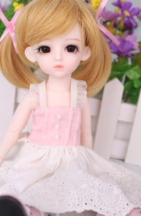 61344 金黄色双马尾六分娃娃假发M9008 BJD