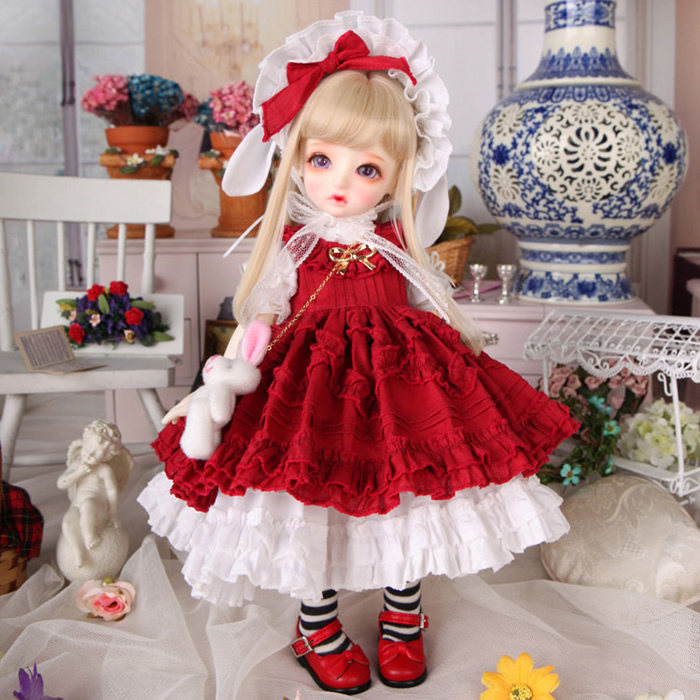 【娃衣】bjd sd娃娃 女娃装 洋装 Honey相似款娃衣 红色2件套装裙