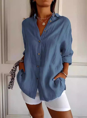 Loose-fitting long-sleeved elegant shirt 宽松长袖气质衬衫