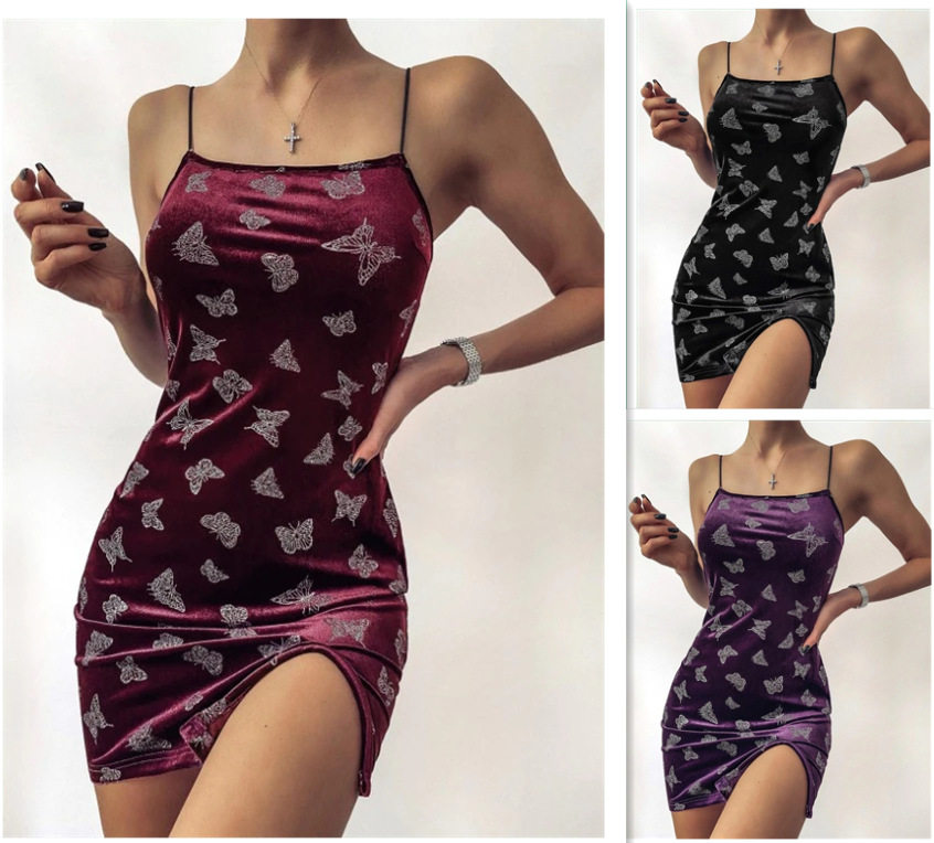 fashion women's suspender dress T-shirt 吊带印花连衣裙女
