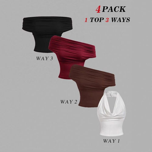 辣妹百搭兜兜领穿搭纯色短款背心