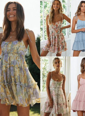 Summer sexy fashion print halter dress woman 性感印花连衣裙